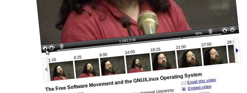 Screenshot of video.google.com: Richard Stallman - The Free Software Movement and the GNU/Linux Operation System