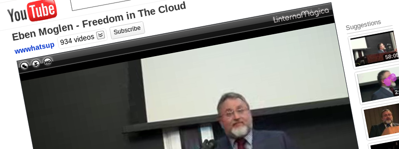 Screenshot of youtube.com: Eben Moglen - Freedom in The Cloud